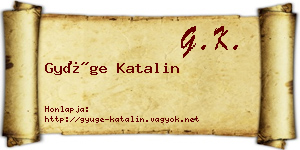 Gyüge Katalin névjegykártya